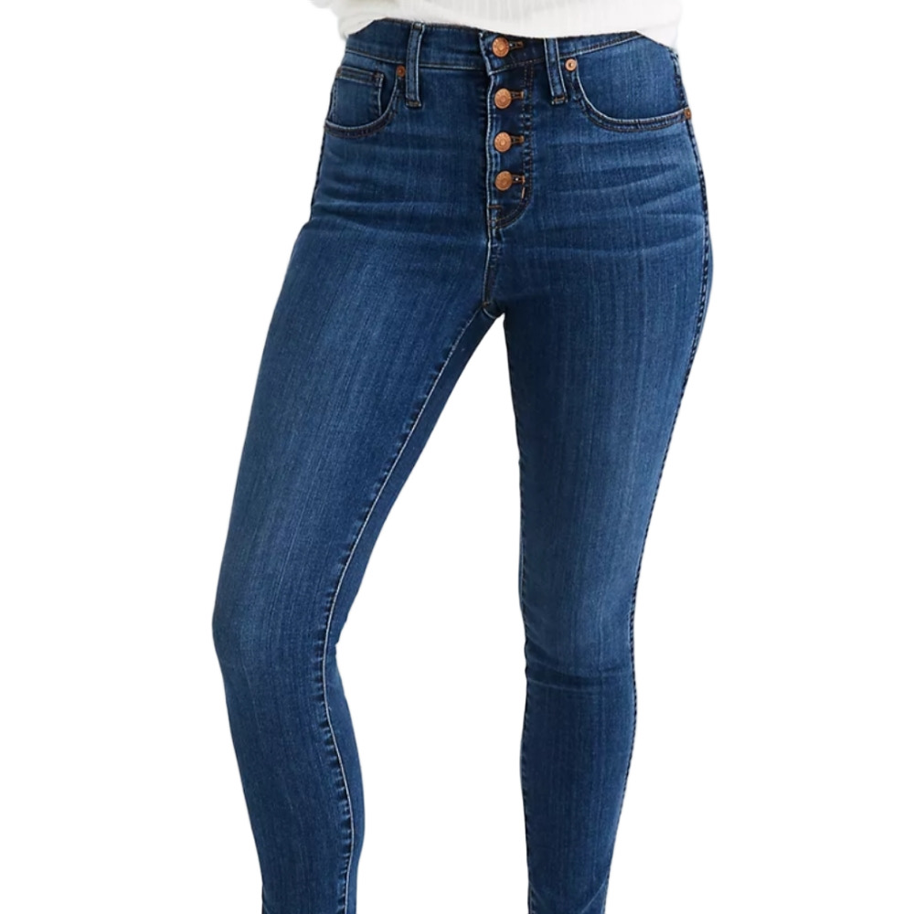 Madewell 35 Tall 10 Inch High Rise Skinny Button Fly Dark Wash Jeans